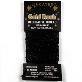 Gold Rush Metallic Decorative Glitter Embroidery Thread - 10 Metre Card (Black)