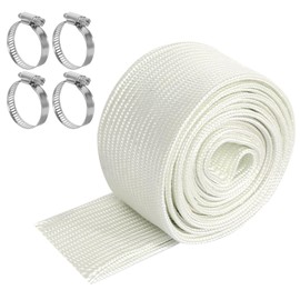 Exhaust Hose for Power Generators, 25 mm Heat Protection Hose, Auxiliary Heater, 300 cm Insulation Hose, Power Generator, High Temp Fibreglass Sleeving with 4 Clips for Heaters, Air Conditioning