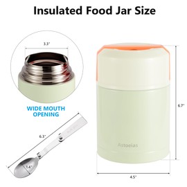 Tarro de sopa térmico aislado para niños y adultos, recipiente térmico de acero inoxidable de 27 onzas con cuchara, aislamiento de triple capa (verde)