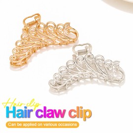 Reaky Peacock Hair Claw Clips Gold Metal Hair Claws 2 Pcs Large Claw Clip Hair Accessories for Women