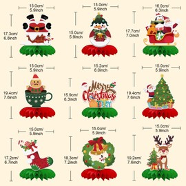 Pack of 9 Christmas Decoration Honeycombs, Christmas Table Decoration, Christmas Decoration Set, Christmas Decoration 3D for Christmas Party Decoration, New Year Party Decoration, Table Decoration
