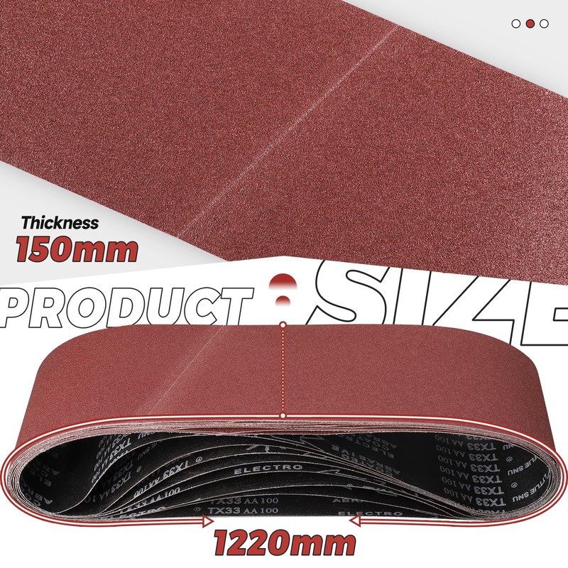 STEBRUAM Sanding Belt 150 x 1220 mm,6PCS 40 Grit