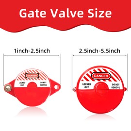 BULANGDI 2 Pack Gate Valve Lockout Device with 2pcs Safety lock and Tag-Red Outdoor Faucet Lock with High Temperature Resistant,Water Spigot Lock Works for 1 to 2-1/2 in Dia Hose Bib,Spigot,Gas Valves