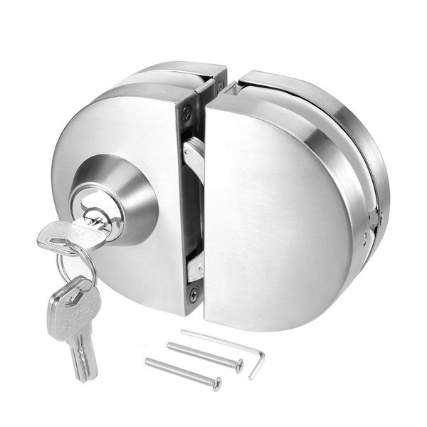 Ranbo Frameless Double-Sided Glass Door Lock, No-Drill, 304 Stainless Steel,
