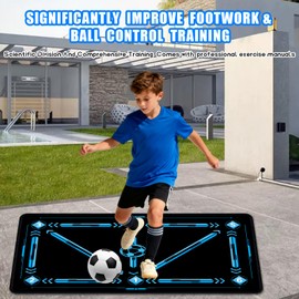 Hombees Soccer Training Equipment, Soccer Training Mat 35 X 24IN, Football Footstep Training Mat for Footwork and Ball Mastery with Storage Bag & Return Net, Idea for for Kids, Adults, Coaches