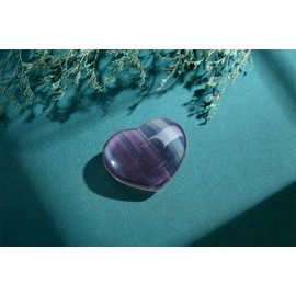 AWARDSEN 45mm Large Fluorite Heart Crystals Gemstones Gifts for Women, Reiki Healing Stones Worry Stone for Valentine's Day, Birthdays, Anniversary, Mother's Day and Thanksgiving Day