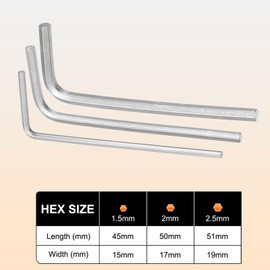sourcing map 3pcs Hex Key Wrench Set 1.5/2/2.5mm 45# Steel L-Shape Hexagon Metric Wrenches Repairing Tool for Home DIY Bike Motorcycle Repair