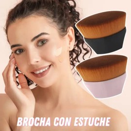 Brocha Facial Kabuki Plana Maquillaje Base Corrector Polvo                                                                                            