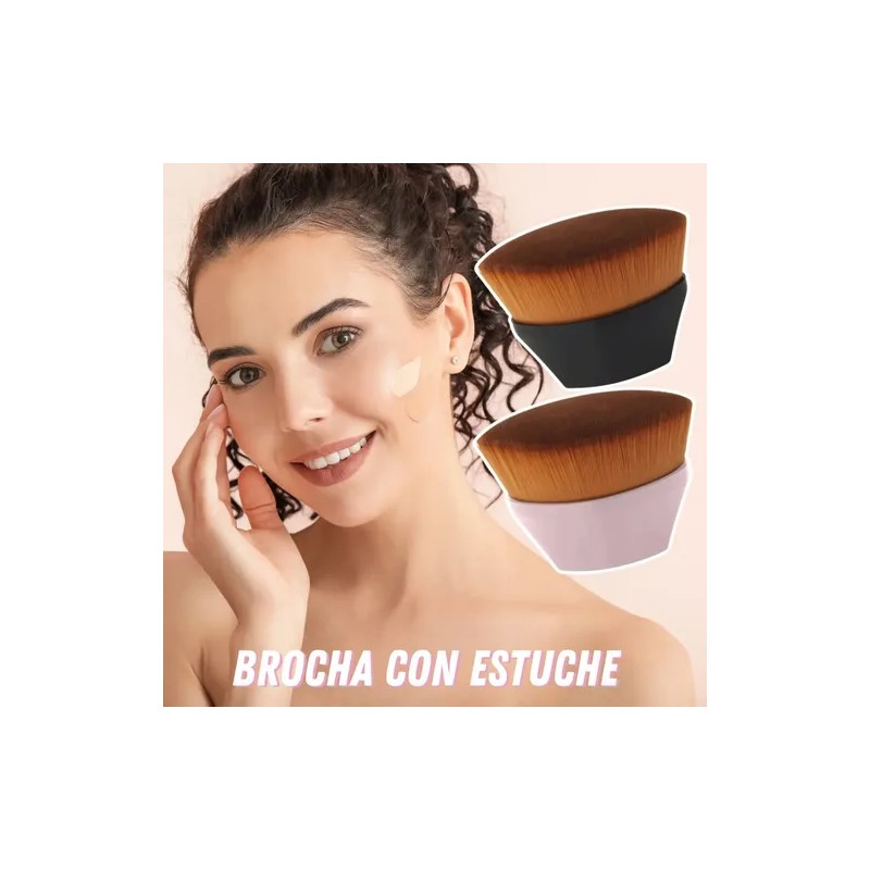 Brocha Facial Kabuki Plana Maquillaje Base Corrector Polvo