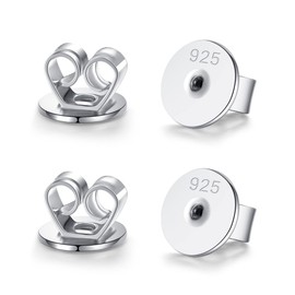 LUCKMORA Sterling Silver Earring Backs for Studs Pierced Secure Flat Earrings Backs Replacements White Gold Plated Hypoallergenic 2 Pairs (0.8mm-White)