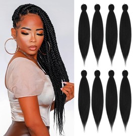 DIFUNEE Pre-stretched Braiding Hair - 12 Inch 8 Packs Jet Black Short Braiding Hair For Twist or Box Braids, Yaki Texture Hot Water Setting Synthetic Braiding Hair (12 Inch,1#-8P)