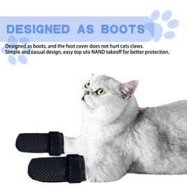 XYTAHDM Pack of 4 Adjustable Mesh Cat Shoes, Scratch Protection for Cats, Breathable Mesh Cat Paw Covers, for Bathing Pets, Cutting Nails, Check (M)