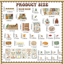 Pajean Calming Corner Bulletin Board Decorations Calm Down Bulletin Board Set Mental Health Feelings Chart Emotions Cutouts for Preschool Kindergarten Educational School Decor (Woodland Animal)