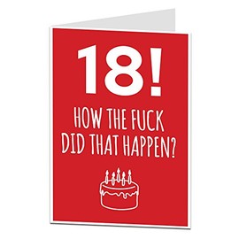 Funny 18th Birthday Card For Him Her Perfect For Friends Brothers & Sisters