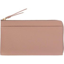 RafiCaro Long Wallet, Small, Compact, No Bills, Large Capacity, 16 Card Pockets, Small Long Wallet, Short, L-Shaped Zipper, YKK Zipper, Slim, Stylish, Cute, High Visibility, dusty pink
