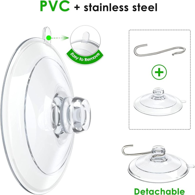 Navoys Set of 12 Suction Cup Hooks, Premium PVC Cups
