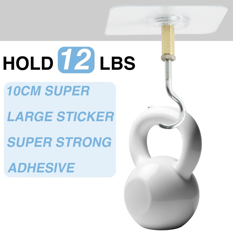 10 Pack Adhesive Ceiling Hooks, Heavy Duty No Drill Outdoor