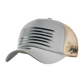 AMPLESH US Flag Mesh Cap, Men's, Women's, Deep, Large Size, Korean Brand, Hat, Trucker, gray (light gray), M–L