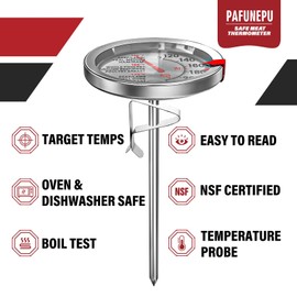 2 Pack Stainless Steel Meat Thermometer, Safe Leave in Oven, 2.5-in Extra-Large Dial Food Thermometer for Cooking, Temperature Probe for Baking, Candy, Oil, Steak, Turkey - Kitchen Gadgets