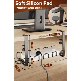 Coalinker Cable Management Tray Under Desk 15.8' - 4mm Wire Sturdy Cord Organizer for Desk Accessories - Cord Organization with Clamp No Drill - Standing Desk Accessories for Home Office