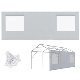 ADVANCE OUTDOOR Replacement Mesh Window Sidewall Tarp for 10/12x20 ft Carport Canopy, Heavy-Duty Waterproof & UV Protected, Easy Installation with Ball Bungees, Sliver Gray, One Sidewall Only