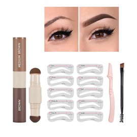 Funnaura Eyebrow Stencil Kit, Stamp Shaping Shaper, Waterproof Smudge Proof Multifunction Long Lasting Black and Dark Brown