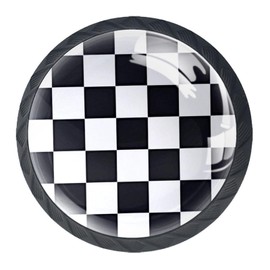 4 Pcs Classical Black and White Checkered Glass Drawer Knobs Black Dresser Knobs Drawer Pulls Door Knobs Dresser Drawer Handles for Kitchen Wardrobe Cupboard Hardware Furniture