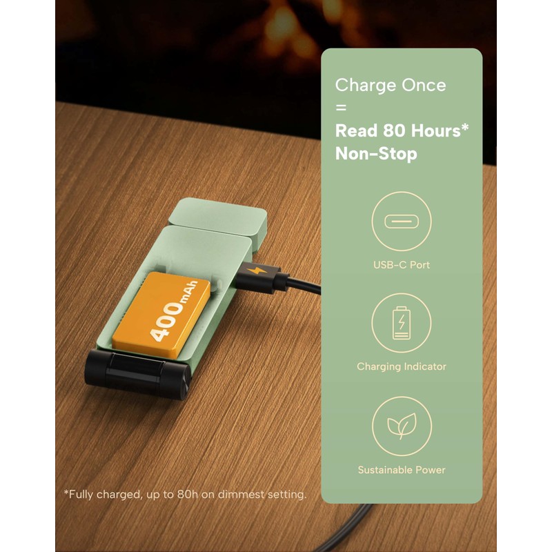 86lux Book Light, Rechargeable Clip-On LED Reading Light for Bed