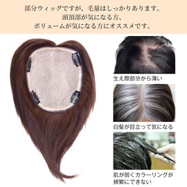 HIYE Partial Wig, Totally Hand Planted, 100% Human Hair, Crown Area, Women's, Natural, Volume Up, For Medical Use, Wide Coverage, Parted, Crown, Hairpiece, Hair Extension, Artificial Scalp, Breathable