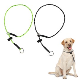 Prong Collar for Dogs No Pull Dog Collar 18'' 4.2mm 1000LB Thin Paracord Reflective Slip Collars with Adjustable Stopper & Sturdy Stainless Stell O-Ring (Black & Neon Green)