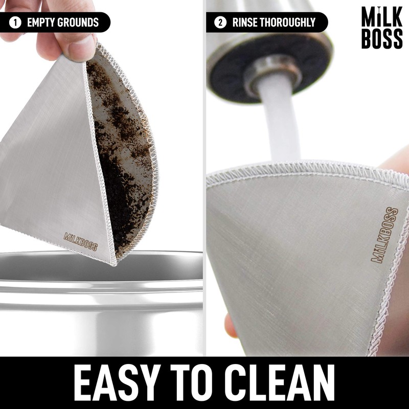 Milk Boss Pour Over Coffee Filter - Permanent Paperless Stainless