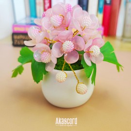 Akascord DIY Beading Kits (Two Sets), Mini Desktop Vase Decorations Beaded Flowers Car Ornaments Happy Potted Plants for Beading Enthusiasts to Handmake Comes with Non-Marking Stickers (Pink)