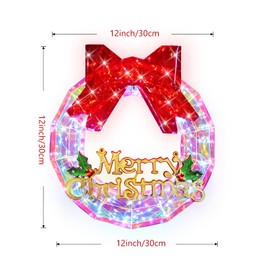 Brightown Lighted Christmas Iridescent Wreath, 150 LED 12in Pre-Lit Wreath with 8 Modes, USB Powered for Holiday Christmas Party Yard Indoor Outdoor Decorations, Cold White