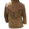 Classyak Men's Western Fringed Suede Coat Suede Brown 3X-Large