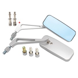 YOUNDERM Motorcycle Rectangle Rearview Side Mirrors Chrome for Harley Softail Sportster Honda Yamaha Cruiser Chopper Bobber