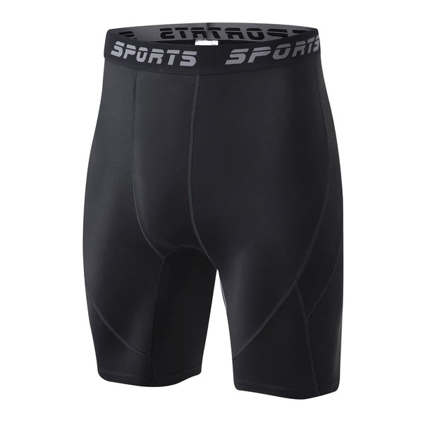 Threegun Men's Sports Tights, Compression Long Leggings + Short Spats,