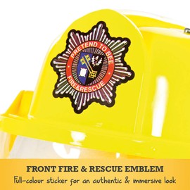Pretend to Bee Movable Visor Fire Fighter/Firefighters Helmet Fancy Dress Costume Accessory for Kids, Yellow, 3+ Years