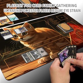 Board Game MTG Playmat + Free Waterproof Bag, Stitched Edges, Smooth Rubber Surface, MTG PlayMat with Zones (An Original Ancient HellkitePlaymat) (Adorable Kitten-With Zone)
