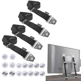 QBeau TV Anti-Tip Earthquake-Proof Belt, TV Fixed, Earthquake Prevention Belt, Earthquake Stopper, Set of 4, Bolts and Hardware Included