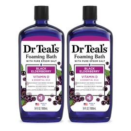 Dr Teal's Foaming Bath with Pure Epsom Salt, Black Elderberry with Vitamin D, 34 fl oz (Pack of 2)