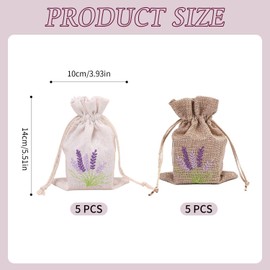 VEHYEGOI 10 Piece Lavender Burlap Bags, Lavender Sachets, Lavender Linen Bags, Small Cloth Bags, Cotton Bags, Lavender Sachets To Help You Sleep