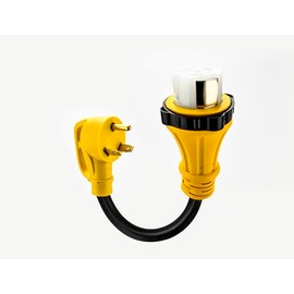 RV Locking Adapter Cord 30 Amp to 50 Amp Pure Copper Heavy Duty Dog Bone Plug 10 Gauge Wire TT-30P Male to SS2-50R Female Shore Power Connector Weatherproof Cord for RV for RV Trailer Camper