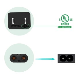 2 Prong Power Cord Compatible with Epson Workforce/Stylus/Ecotank Printer, WF-2520 WF-3620 WF-M1560, ET-2720 ET-2750 ET-2650 ET-m1120 ET-m1170 ET-3760 ET-3750 ET-2760 and More