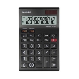 Sharp EL-125TWH Office Desktop Calculator - Black/White