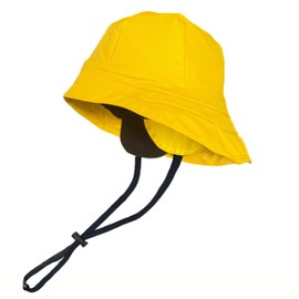 Toutacoo Rain Hat,Yellow, Waterproof Cap, Wide Brim with Chin Strap and Earflaps, Unisex, Fleece Inner (02- Yellow)