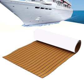 Machgrin EVA Foam Boat Flooring with Adhesive Backing Boat Decking Foam Self-Adhesive Sea Deck Boat Flooring Light Grey w/White Seam Line (Light Brown w/Black Seam(94.5" x 35.4"))