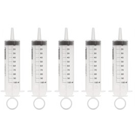 MedixX Pack of 5 100 ml Syringes - Set for Hobby and DIY Use as Feed Syringe or Oil Syringe Syringes are Individually Sterile Packed (5 x 100 ml Syringe)