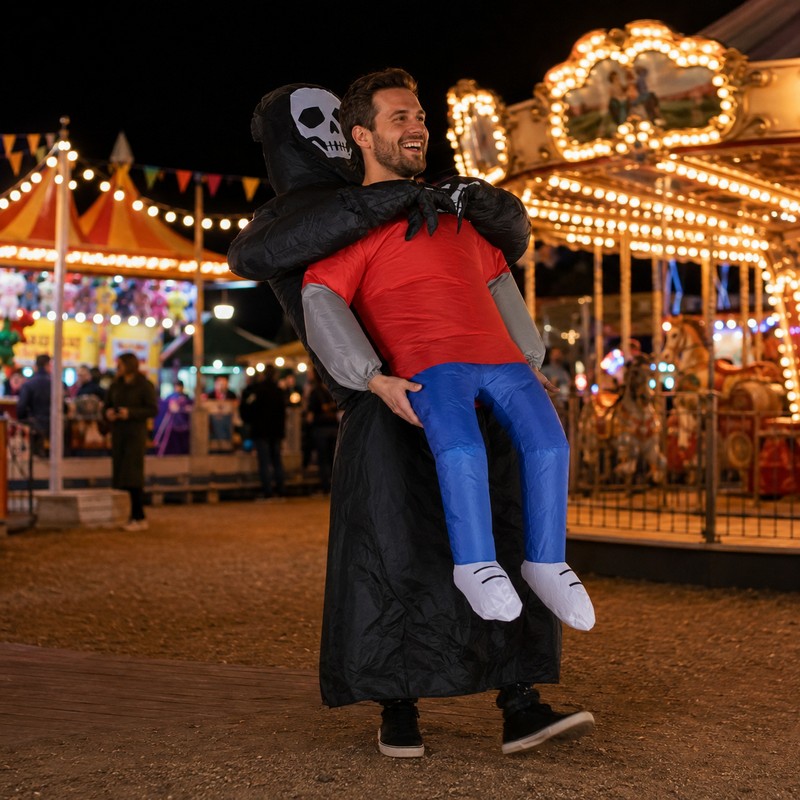 Inflatable Ghost Costume for Adults – Funny Black Robe Halloween