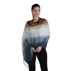 ALLEN & MATE Soft Ladies Scarves Pashmina Shawls and Wraps for Wedding Scarfs Handcrafted for Women Winter (Mocha/Cool Grey Ombre)