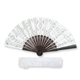 HOSEKKEN [Luxury Folding Fan Brand Combines Traditional Craftsmanship and Modern Sensibility] Women's [Elegance White/Navy] Kimono Accessories, Durable, Lace, Stylish, Mother's Day Gift, Present,
